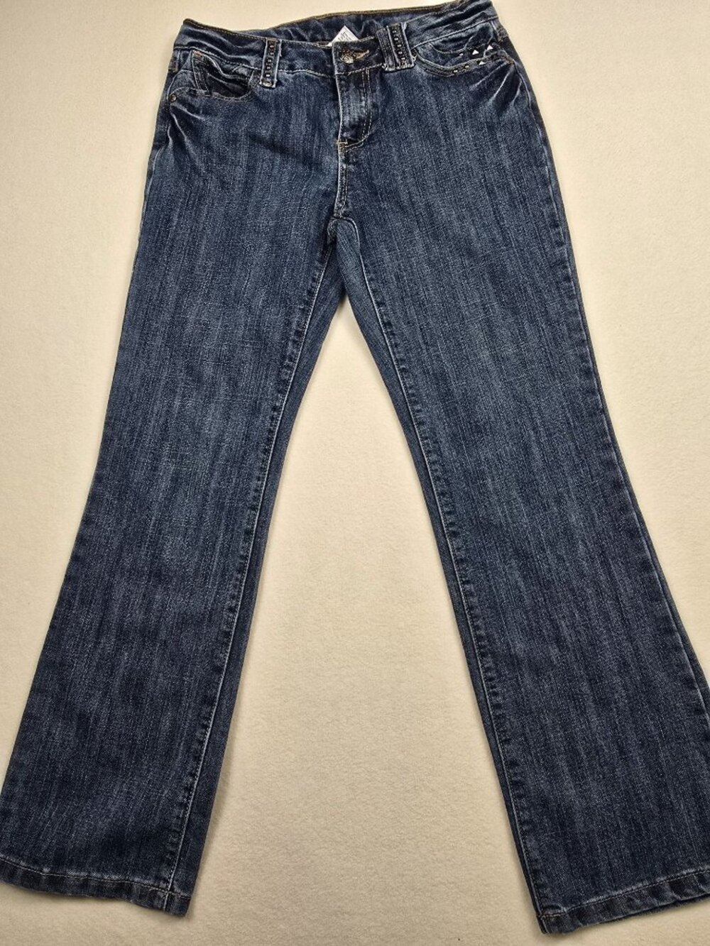 JW Petite Womens 4P Bootcut Blue Jeans With Studded Back Pockets